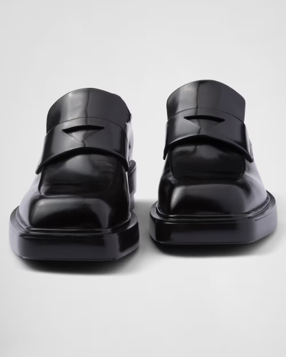 Brushed leather loafers